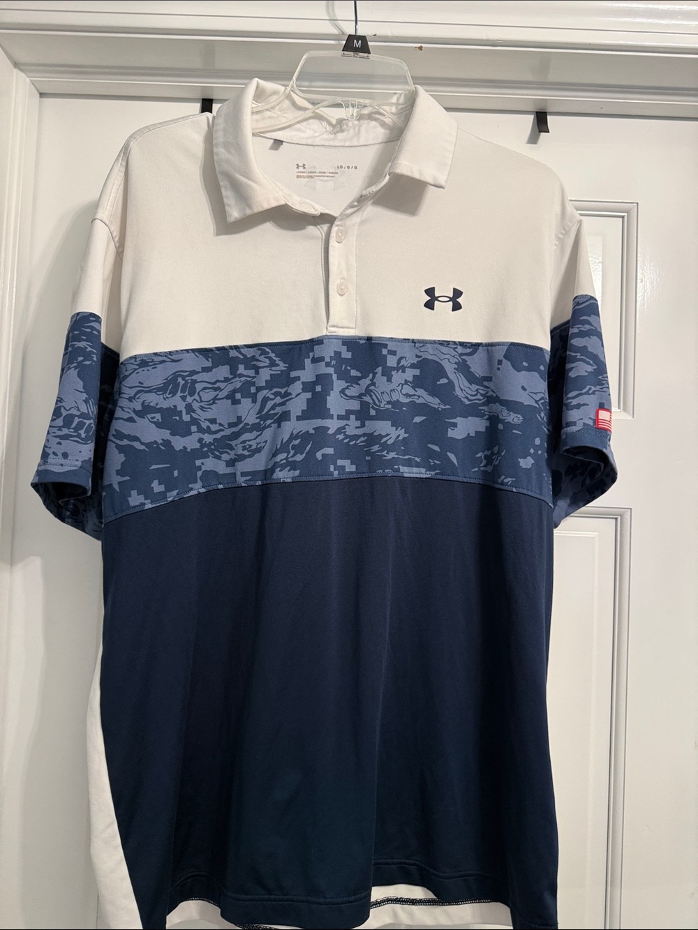 Under Armour Men’s White, Light Blue & Navy Colorblock Polo